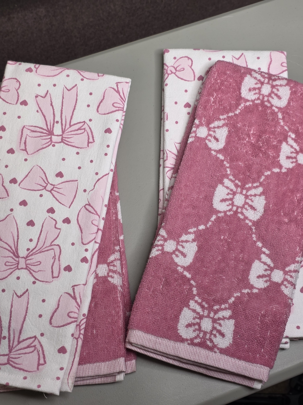Pink Bow Pattern Kitchen Towels
